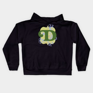 Monogram Letter D with Vintage Flower Graphic Kids Hoodie